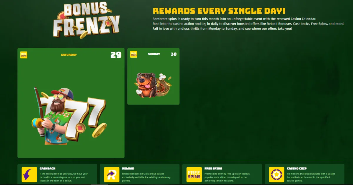 sombrero casino daily offers